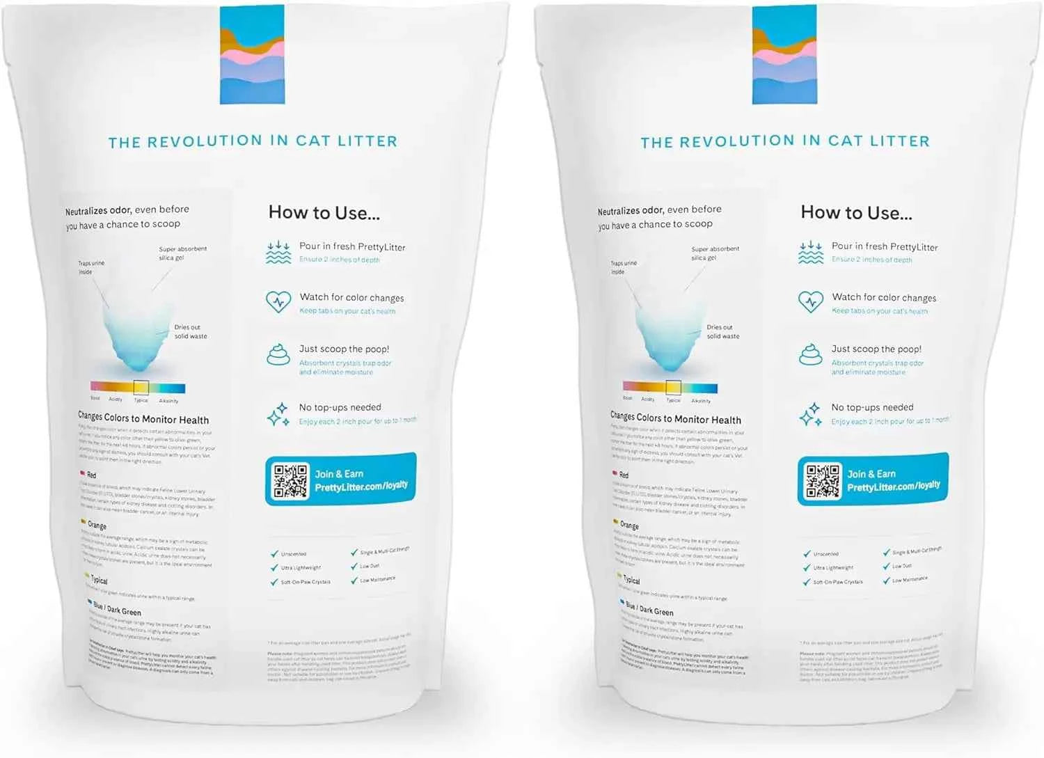 Health Monitoring Color‑Changing Silica Cat Litter — Unscented, 6 lbs (2‑Pack)