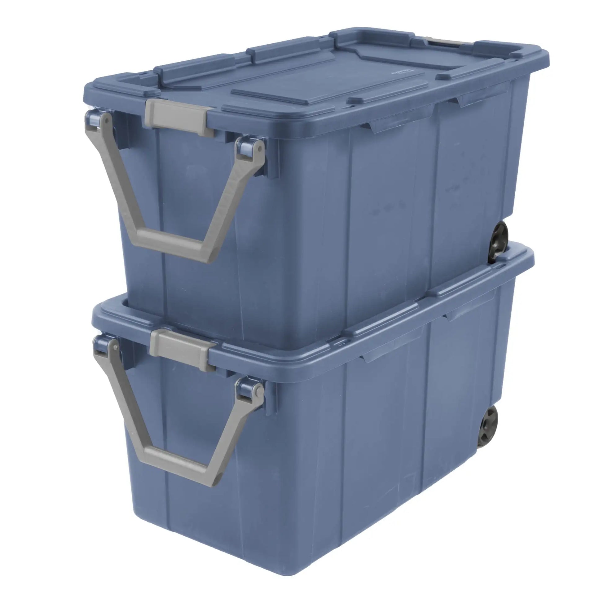 Sterilite 40 Gallon Wheeled Industrial Tote Plastic, Black, Set of 2