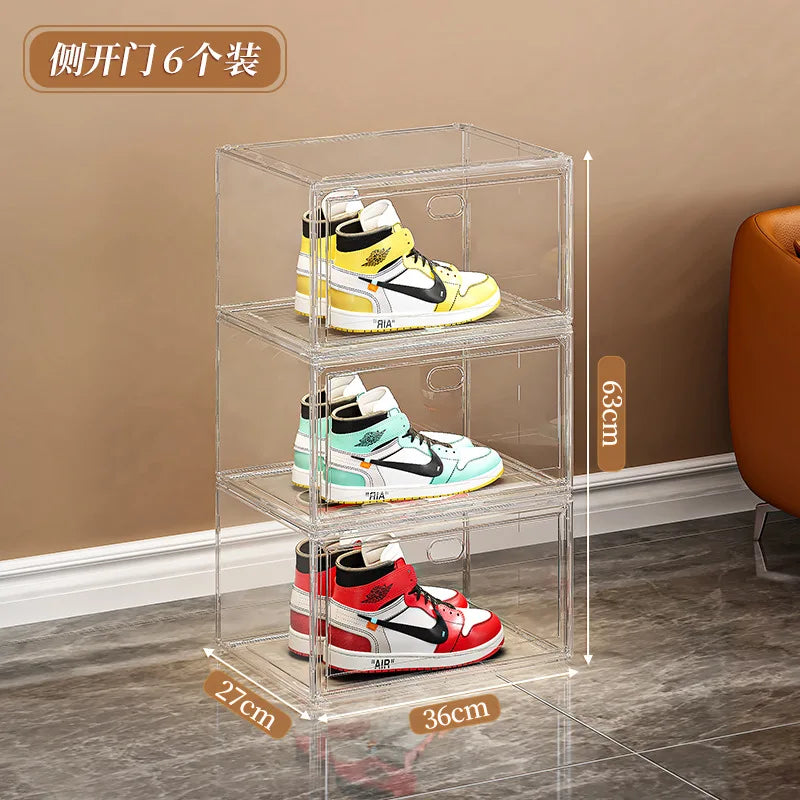 High Transparency PET Sports Shoe Storage Box - Stackable Clear Acrylic Shoe Storage Box Display Cabinet