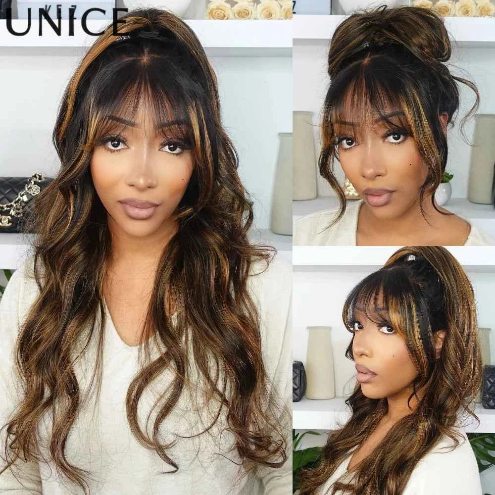 UNice 13×4 Balayage Loose Wave Wig With Bangs Pre‑Everything™ Glueless