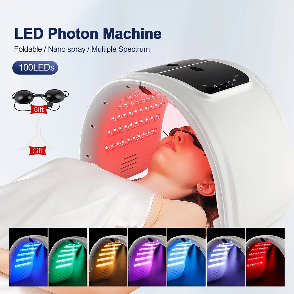 foreverlily LED Face Mask Machine PDT 7 Colors Light Photon Skin Rejuvenation Facial Body Spa Nano Spray Mist