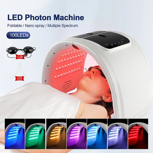 foreverlily LED Face Mask Machine PDT 7 Colors Light Photon Skin Rejuvenation Facial Body Spa Nano Spray Mist