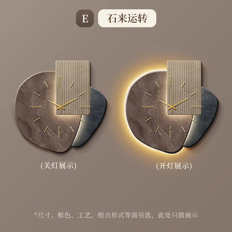Lucky Stone Modern Wall Clock - High-End Silent Home Clock for Living Room and Wall Hanging