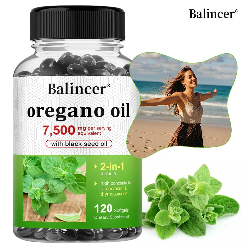 Balincer Oregano Oil Complex – 7500mg Herbal Support with Black Seed Oil (30–120 Ct)