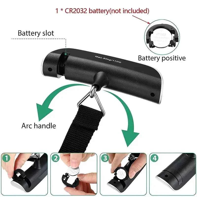 Portable Digital Luggage Scale 50kg/110lb — LCD Travel Weight Checker