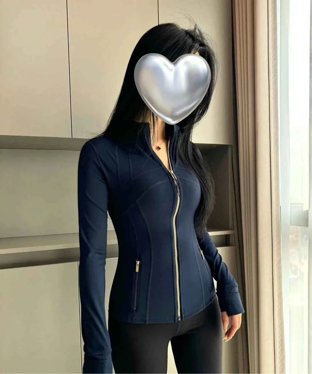 LULU FLORA Women’s Slim Fit Gold Zipper Yoga Jacket Quick‑Dry