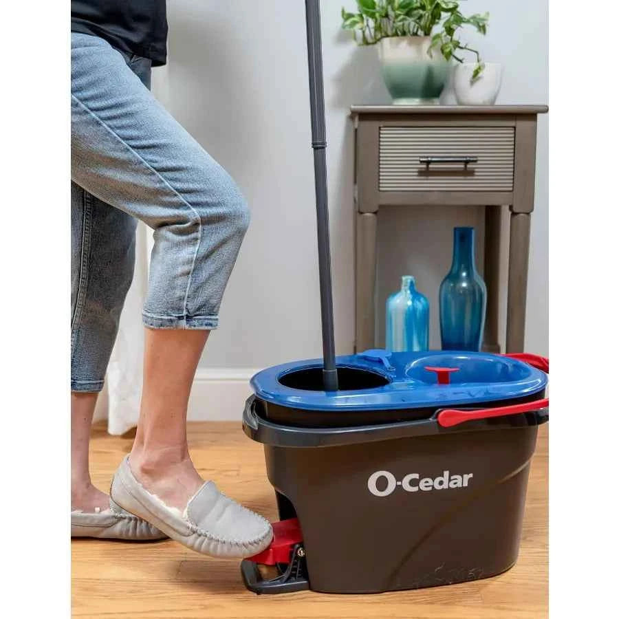 O-Cedar RinseClean Spin Mop & Bucket System + 1 Extra Mop Head | Clean with Clean Water | Removes 99% of Bacteria