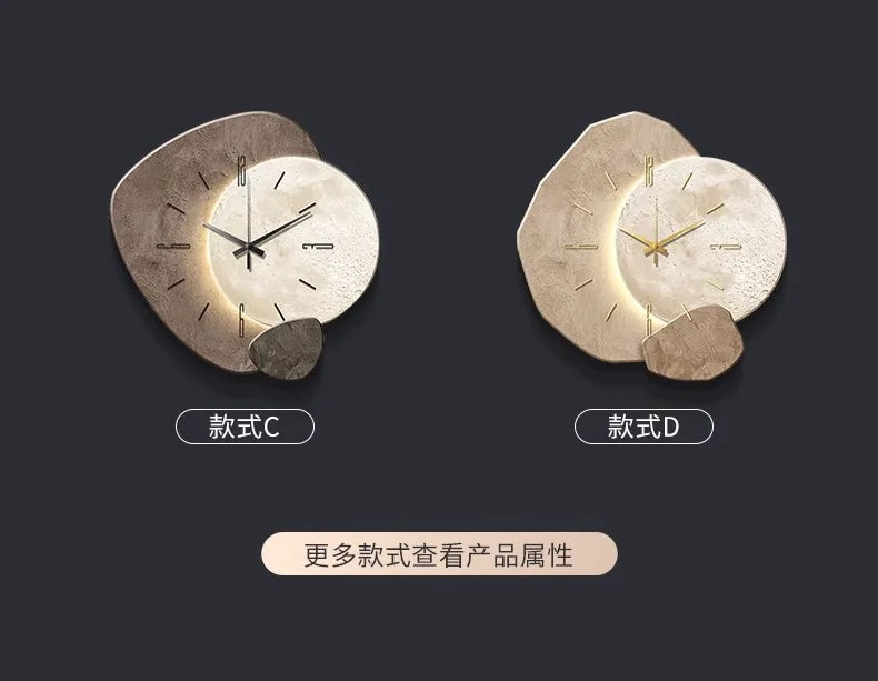 Lucky Stone Modern Wall Clock - High-End Silent Home Clock for Living Room and Wall Hanging