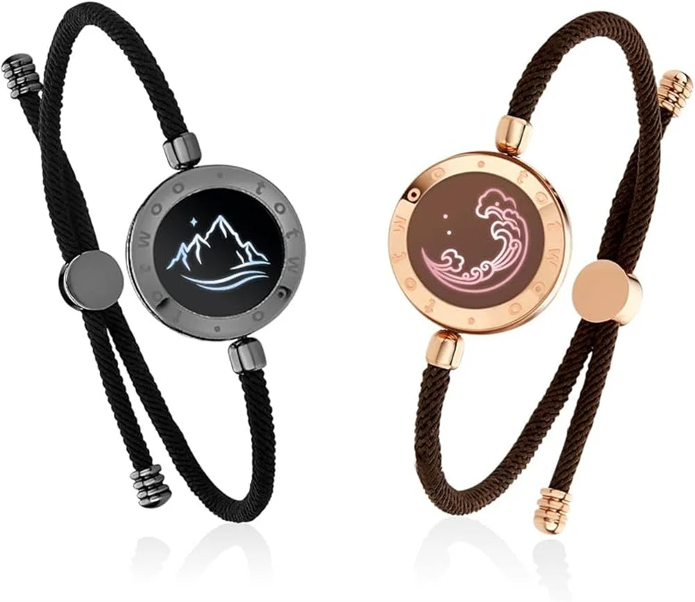 TOTWOO Long Distance Touch Bracelets for Couples ,Light up&Vibration Relationship Gifts for Lovers Smart Jewelry Love Bracelets