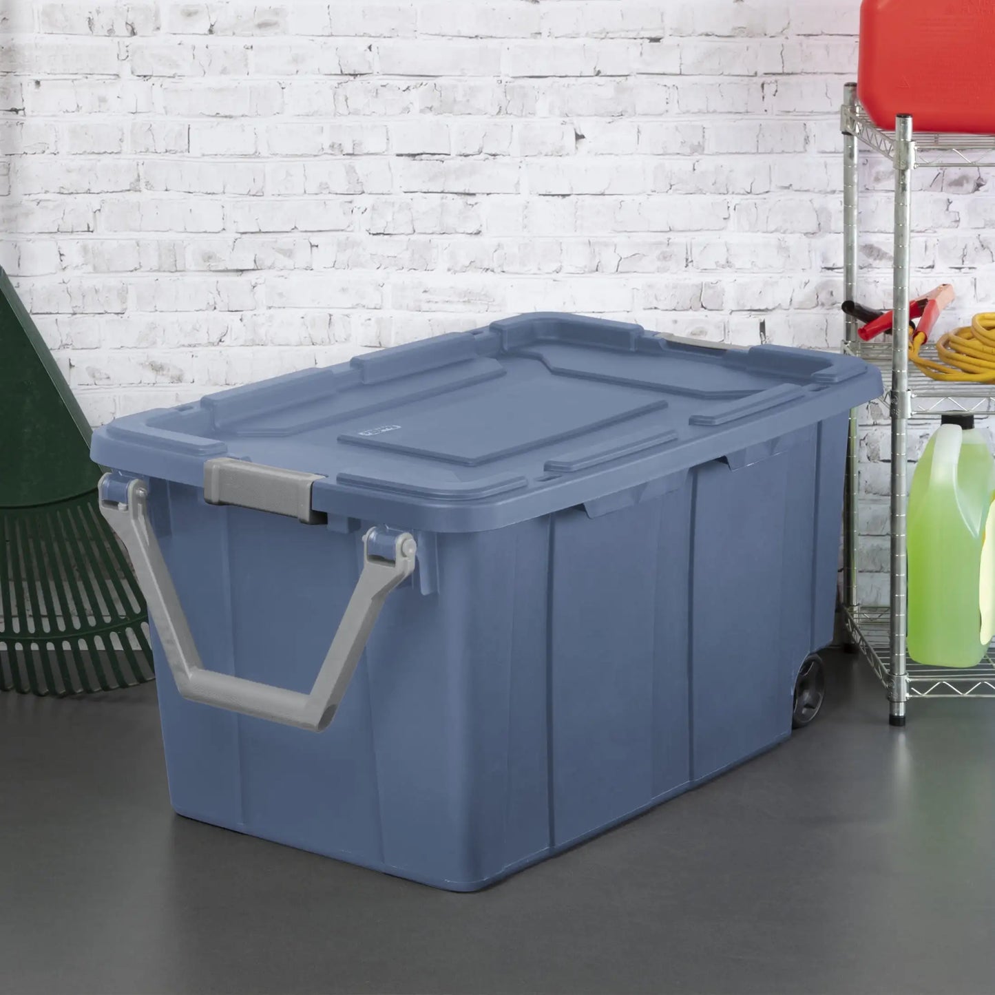 Sterilite 40 Gallon Wheeled Industrial Tote Plastic, Black, Set of 2