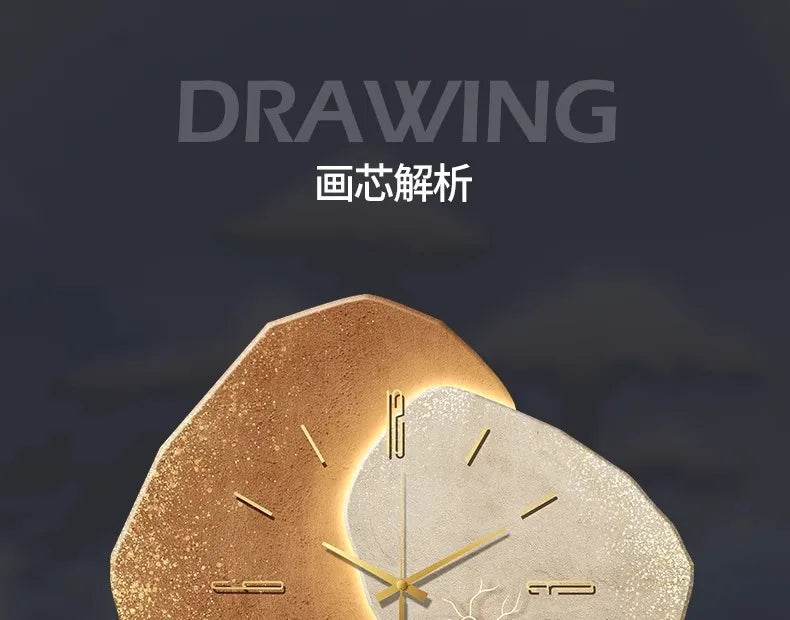 Lucky Stone Modern Wall Clock - High-End Silent Home Clock for Living Room and Wall Hanging