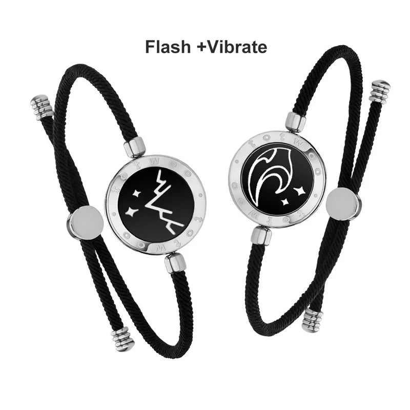 TOTWOO Long Distance Touch Bracelets for Couples ,Light up&Vibration Relationship Gifts for Lovers Smart Jewelry Love Bracelets