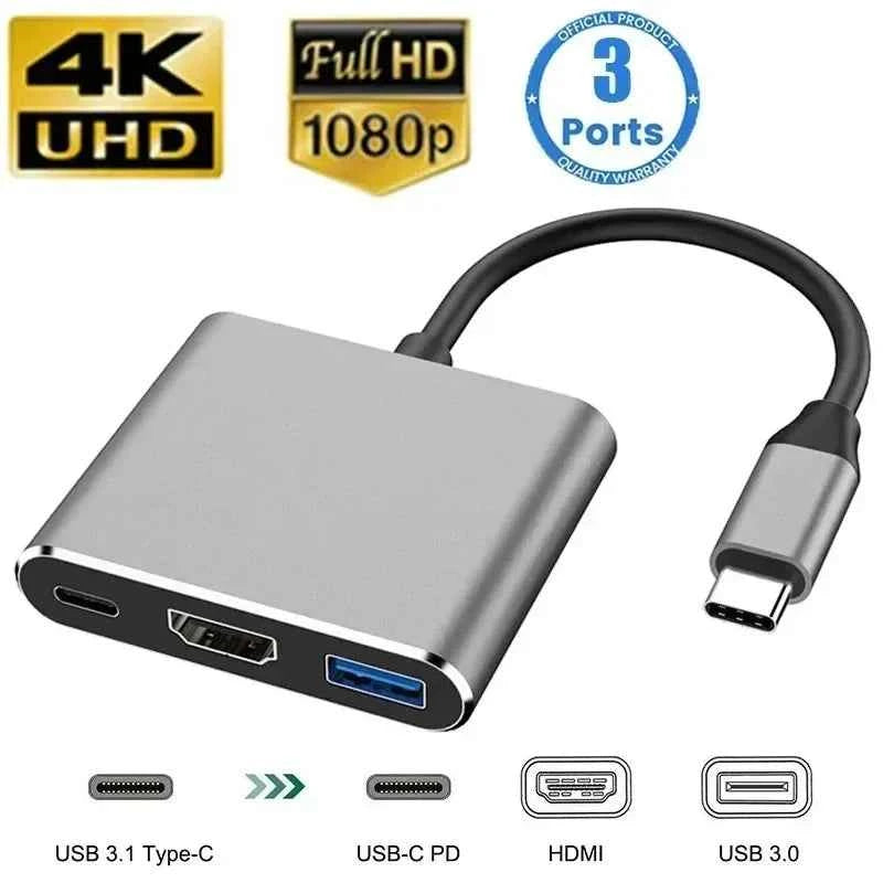 8‑in‑1 USB Type‑C Hub Adapter — 4K HDTV, SD/TF, RJ45, PD Fast Charge for MacBook & Laptops