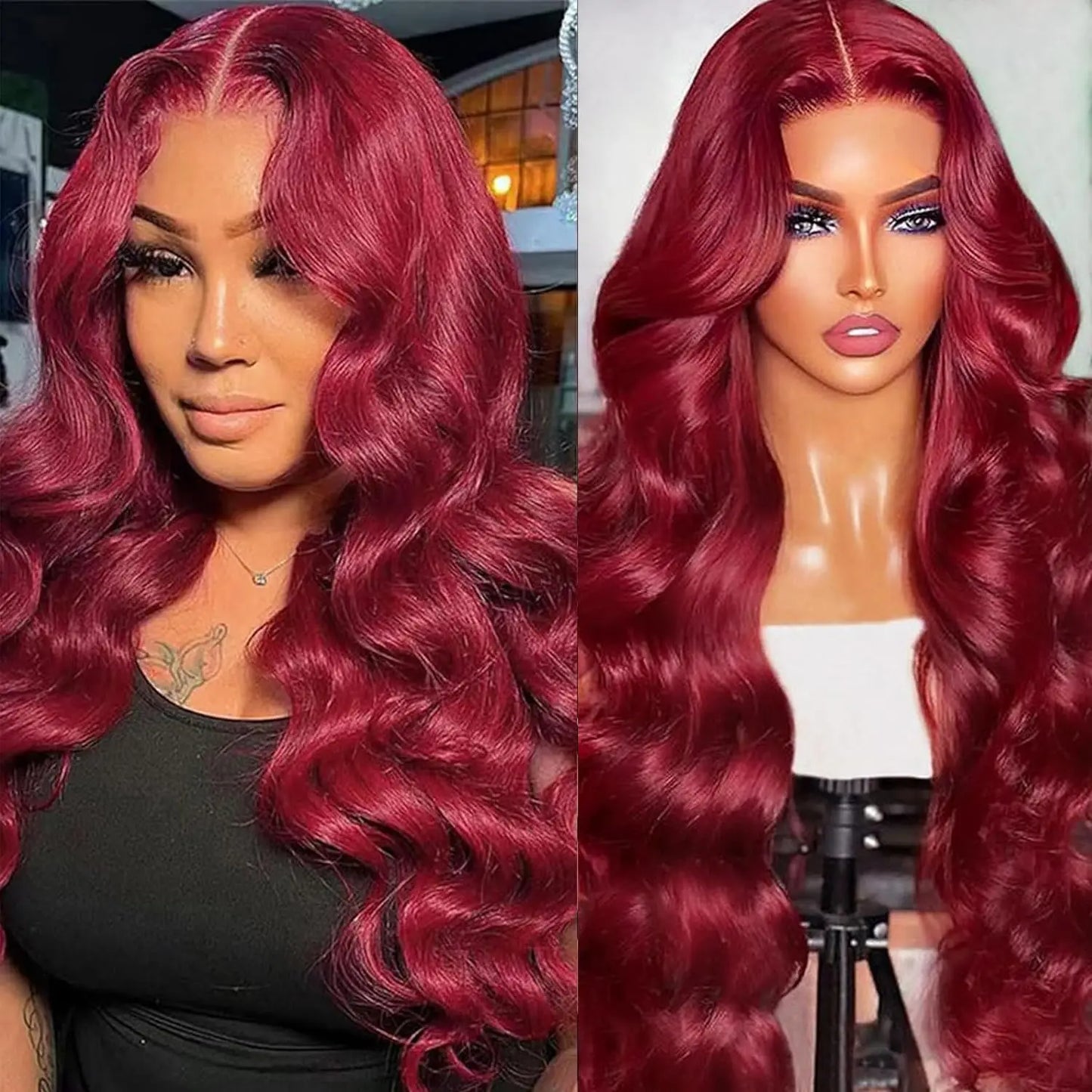 Preplucked HD Lace Frontal Wig - 13x4, Burgundy Body Wave
