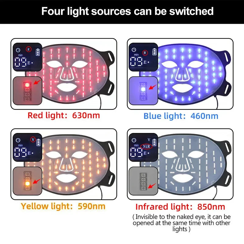 Infrared LED Mask - Silicone LED Anti-Aging Mask for Brightening Skin Tone and Repairing Fine Lines