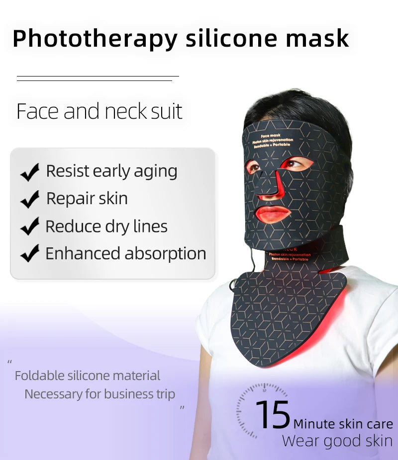 Infrared LED Mask - Silicone LED Anti-Aging Mask for Brightening Skin Tone and Repairing Fine Lines