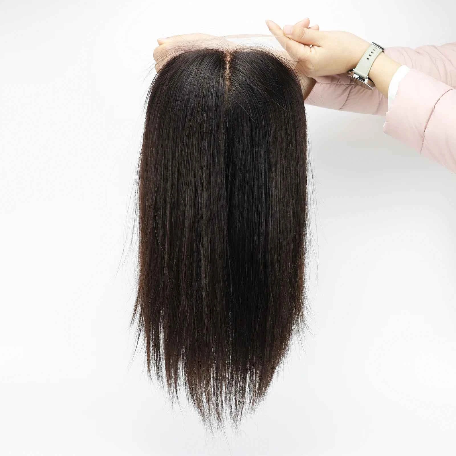 Virgin European Human Hair Silk‑Top Lace Front Medical Wig with PU Perimeter – Natural Scalp Look