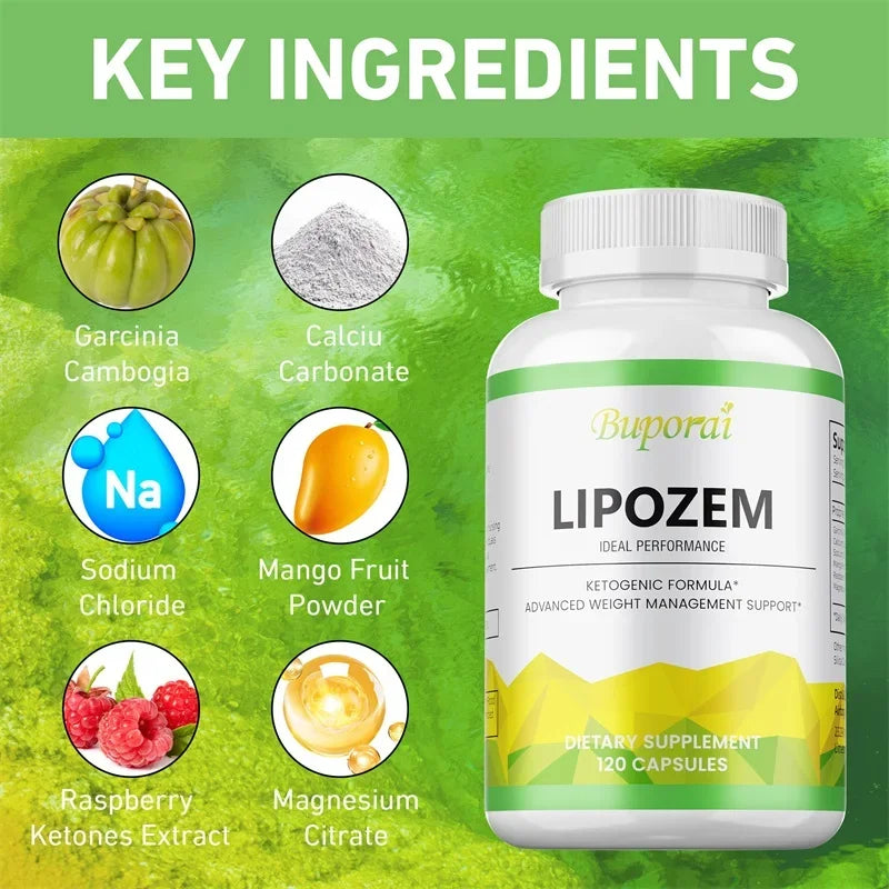 Lipozem Capsules - Boosts Metabolism, Boosts Energy, Burns Fat, Suppresses Appetite, Promotes Digestive Health, Boosts Immunity