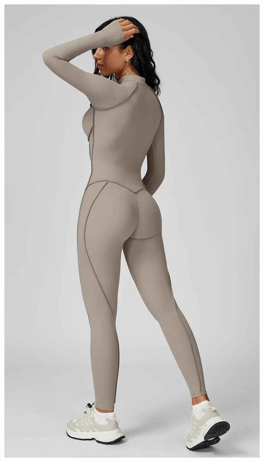 Women’s Seamless Long Sleeve Zipper Yoga Jumpsuit Slim Fit Outfit
