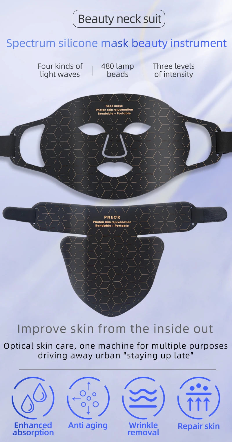 Infrared LED Mask - Silicone LED Anti-Aging Mask for Brightening Skin Tone and Repairing Fine Lines