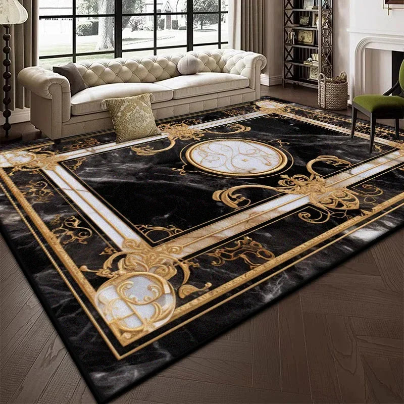 Luxury Black Marble Carpet for Living Room Bedroom Decoration Sofa Large Area Rug Cloakroom Office Fluffy Mat