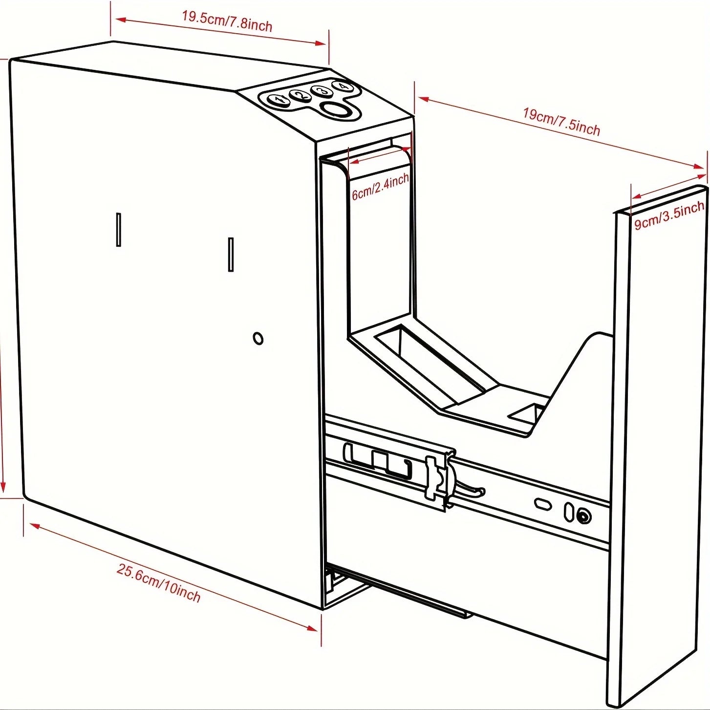 Biometric Slider Handgun Gun Safe for Nightstand, Desk, Bed Side,Truck - Auto Sliding Door Fingerprint Hand Gun Safe for Pistol