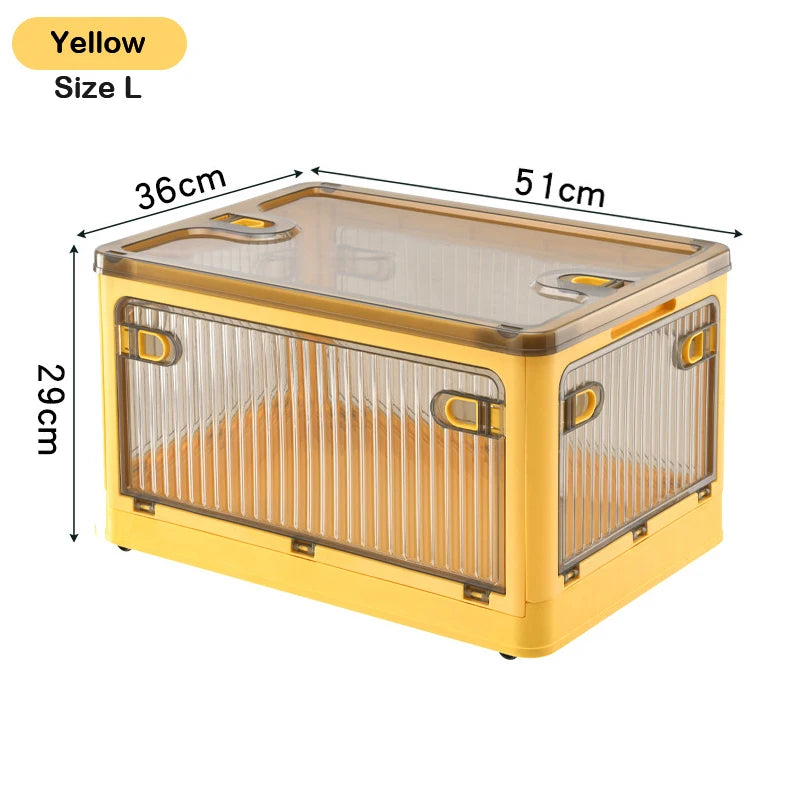 60L Foldable Plastic Storage Box - Glossy Organizer for Clothes, Books & Camping Gear