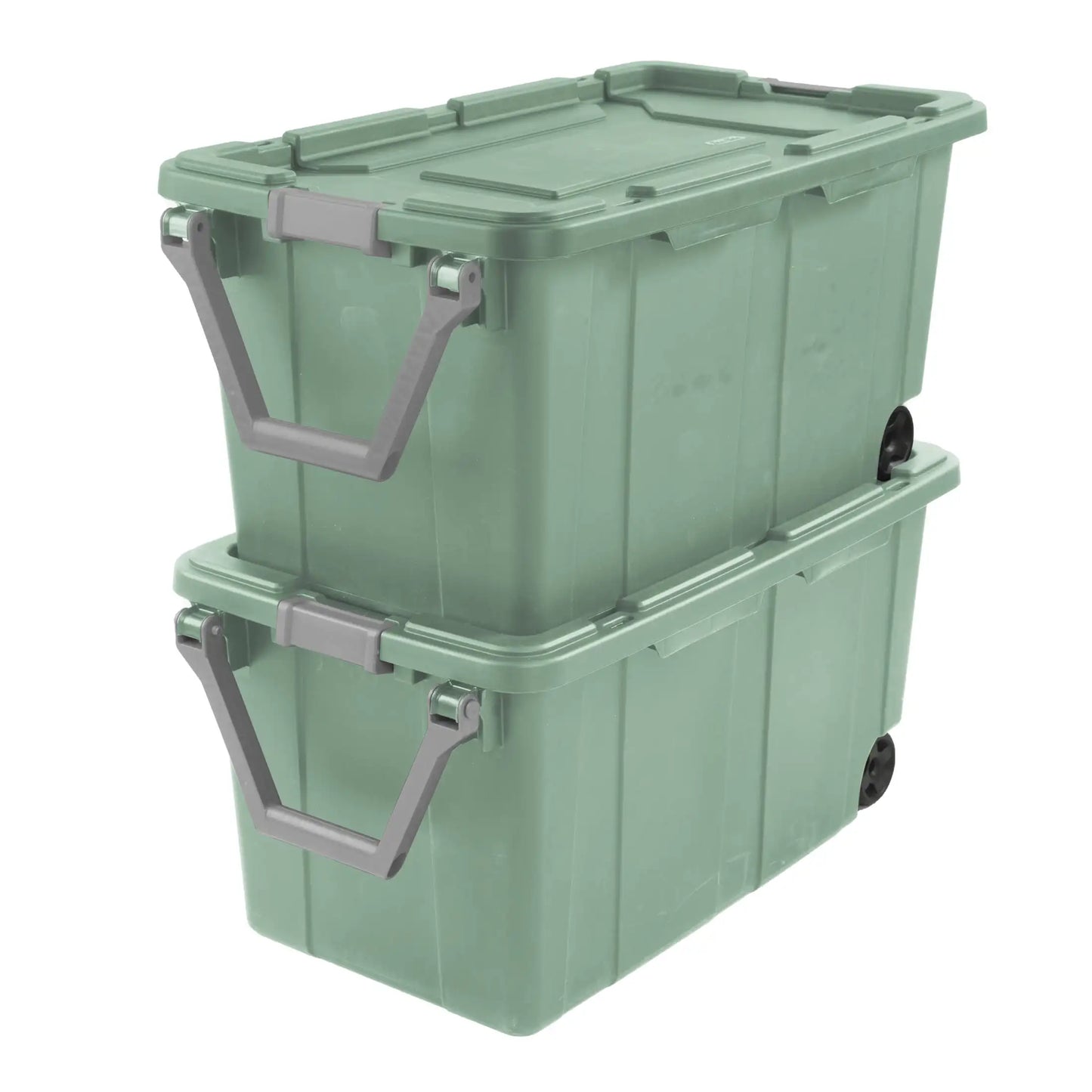 Sterilite 40 Gallon Wheeled Industrial Tote Plastic, Black, Set of 2