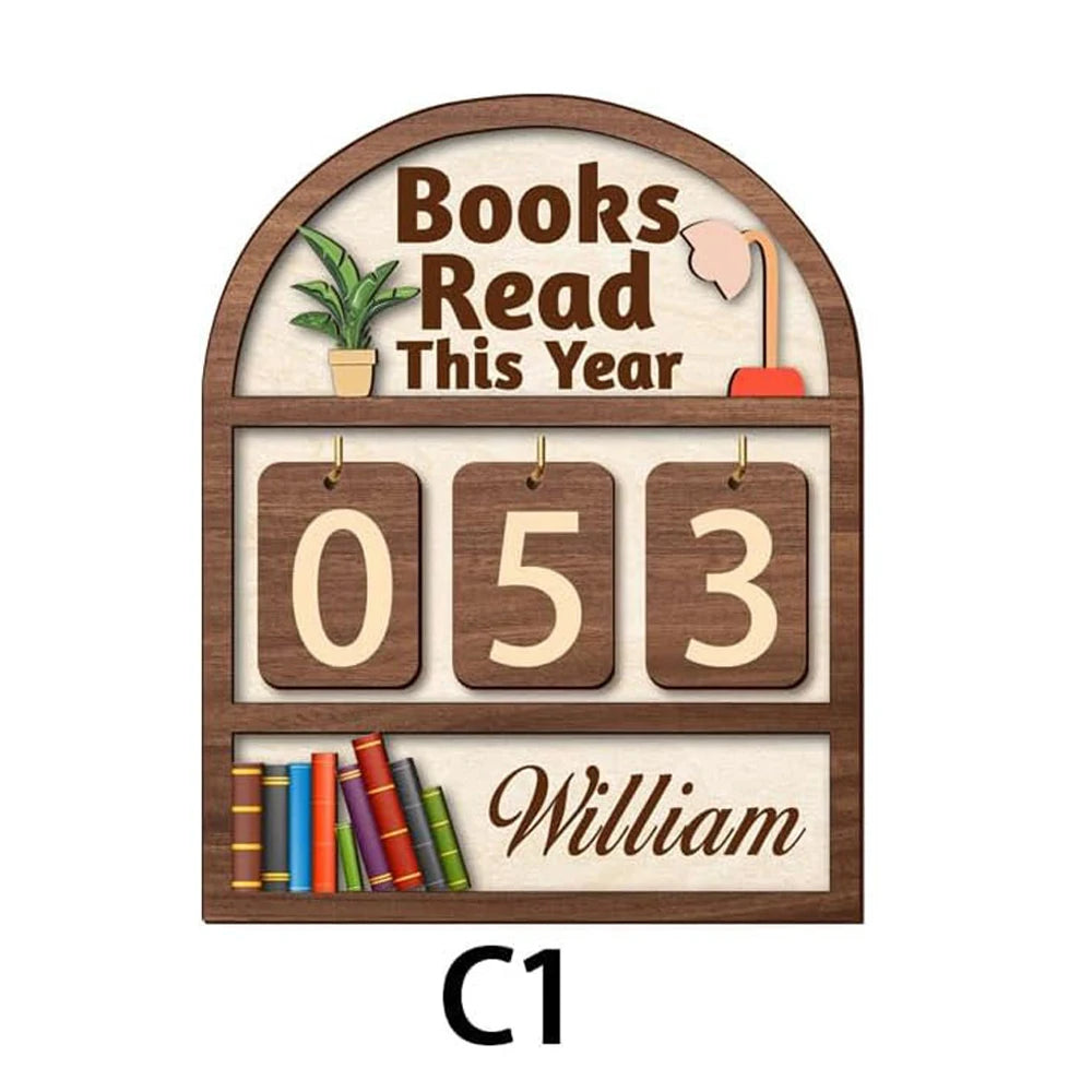 Custom Wooden Book Tracker Sign for Readers - Personalized Books Read Counter & Reading Challenge Tracker