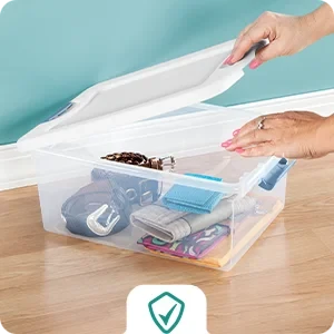 12-Pack Latching Box, Under Bed Storage Bins with Lids, Clear Plastic, 15 Quart - Heavy-Duty Organizing Containers for Close