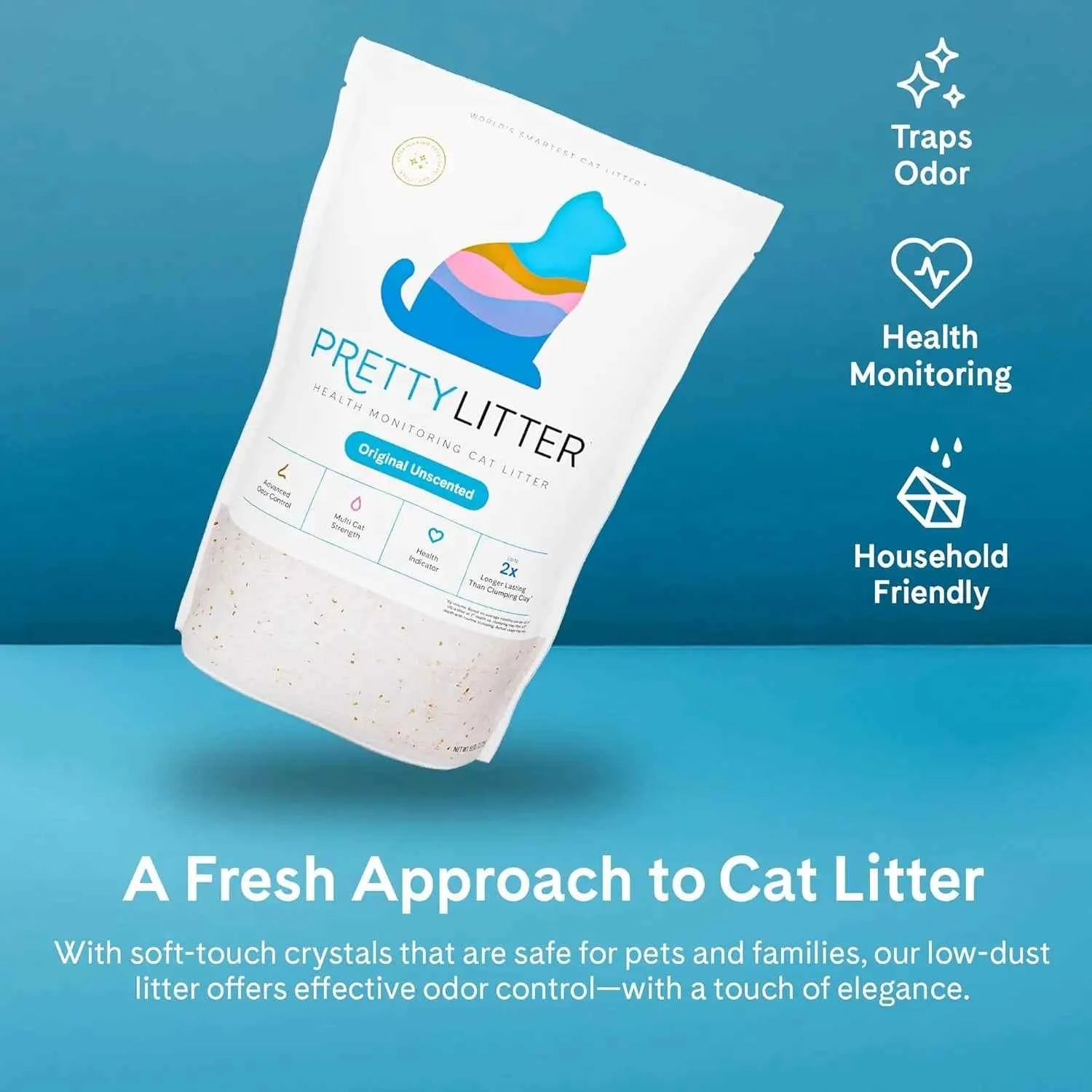 Health Monitoring Color‑Changing Silica Cat Litter — Unscented, 6 lbs (2‑Pack)
