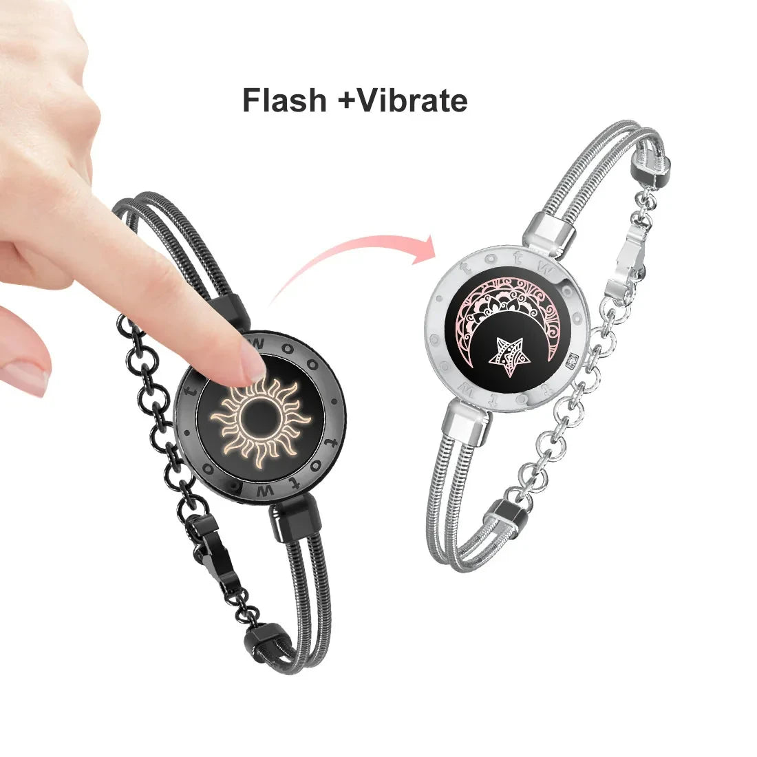 TOTWOO Long Distance Touch Bracelets for Couples ,Light up&Vibration Relationship Gifts for Lovers Smart Jewelry Love Bracelets
