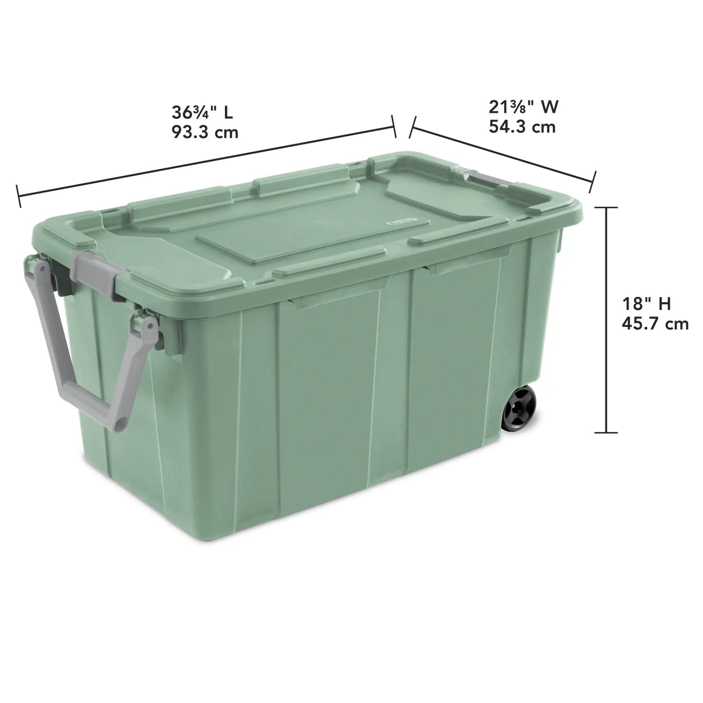 Sterilite 40 Gallon Wheeled Industrial Tote Plastic, Black, Set of 2
