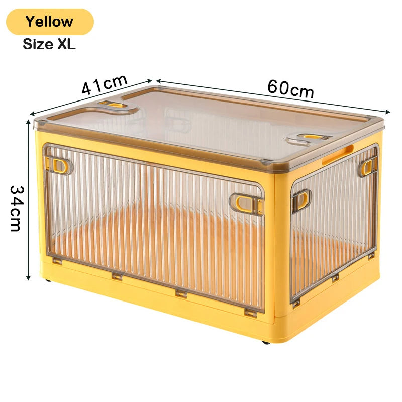 60L Foldable Plastic Storage Box - Glossy Organizer for Clothes, Books & Camping Gear