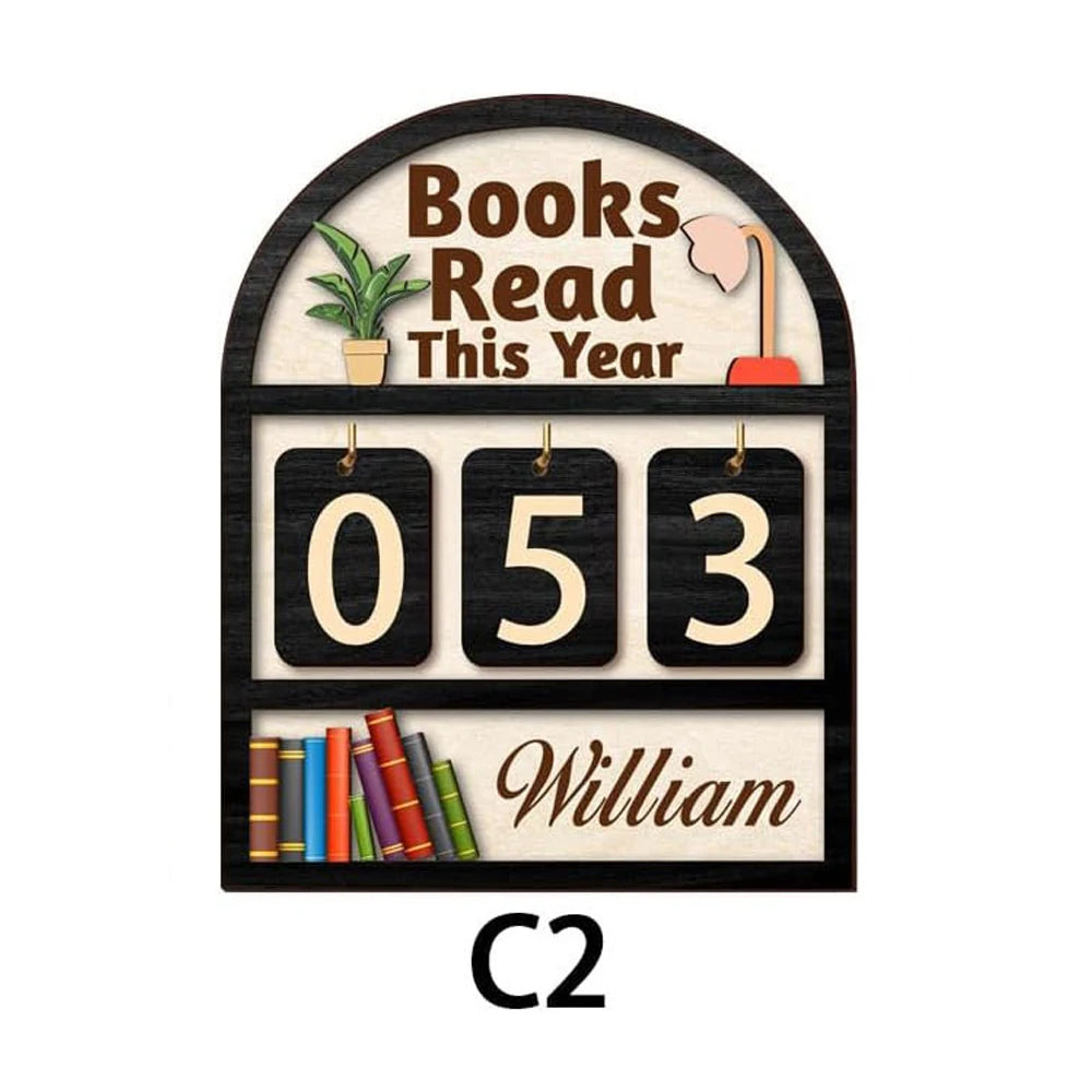 Custom Wooden Book Tracker Sign for Readers - Personalized Books Read Counter & Reading Challenge Tracker