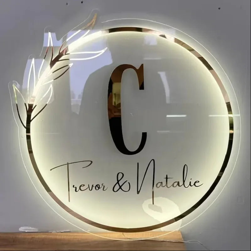 Business Neon Lights Mirror Logo Sign - Custom Neon Business Sign for Hair Studio, Acrylic 3D Custom Plaques, Office Door and Wall Decoration