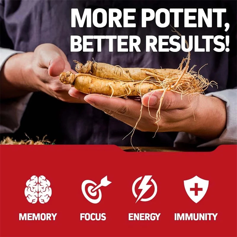 Korean Red Panax Ginseng Capsules - Increases Energy, Mood, Stamina & Performance Supports Mental HealthSupplements