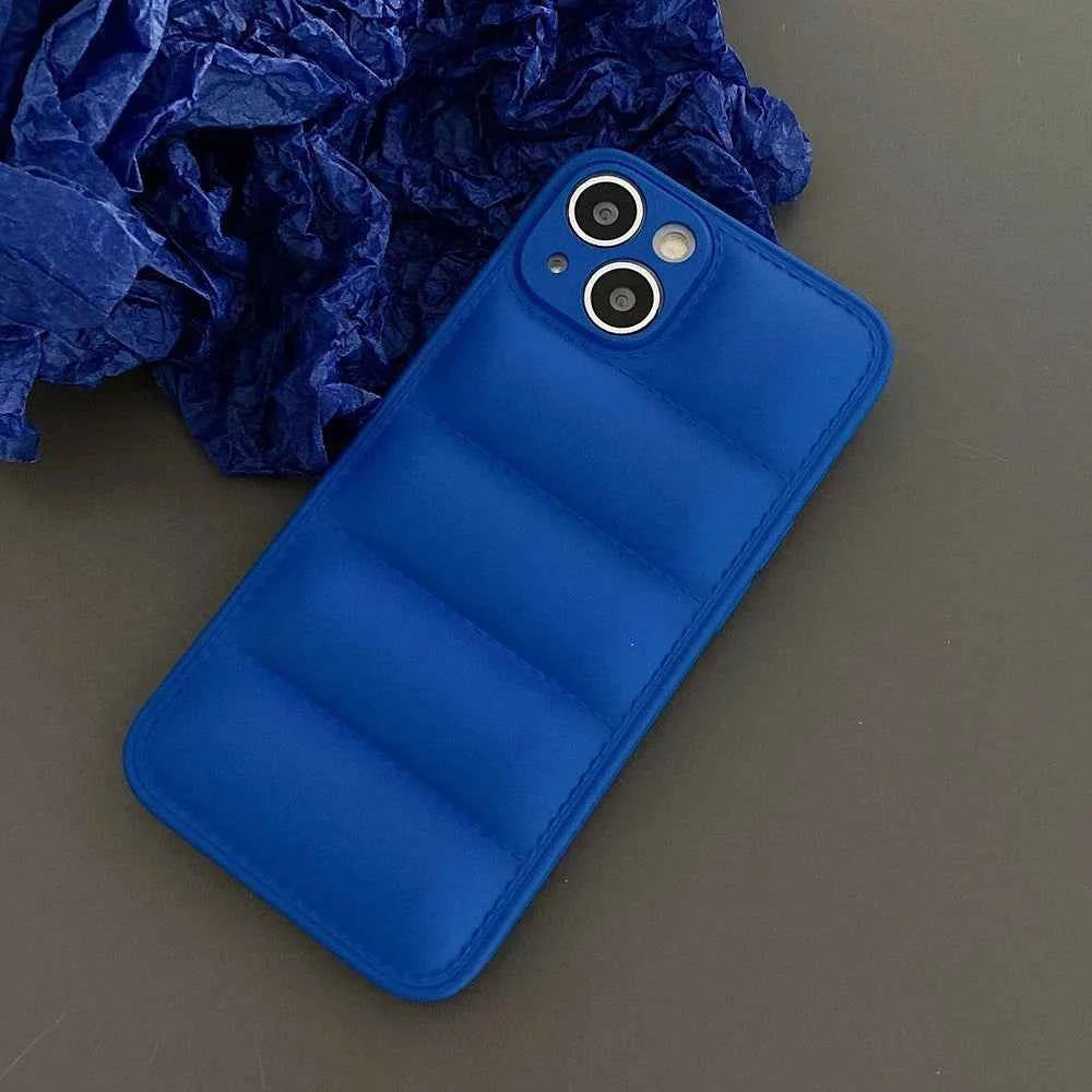 Colorful Down Jacket Phone Case – Soft Silicone Shockproof Cover for iPhone 11–16 Pro Max