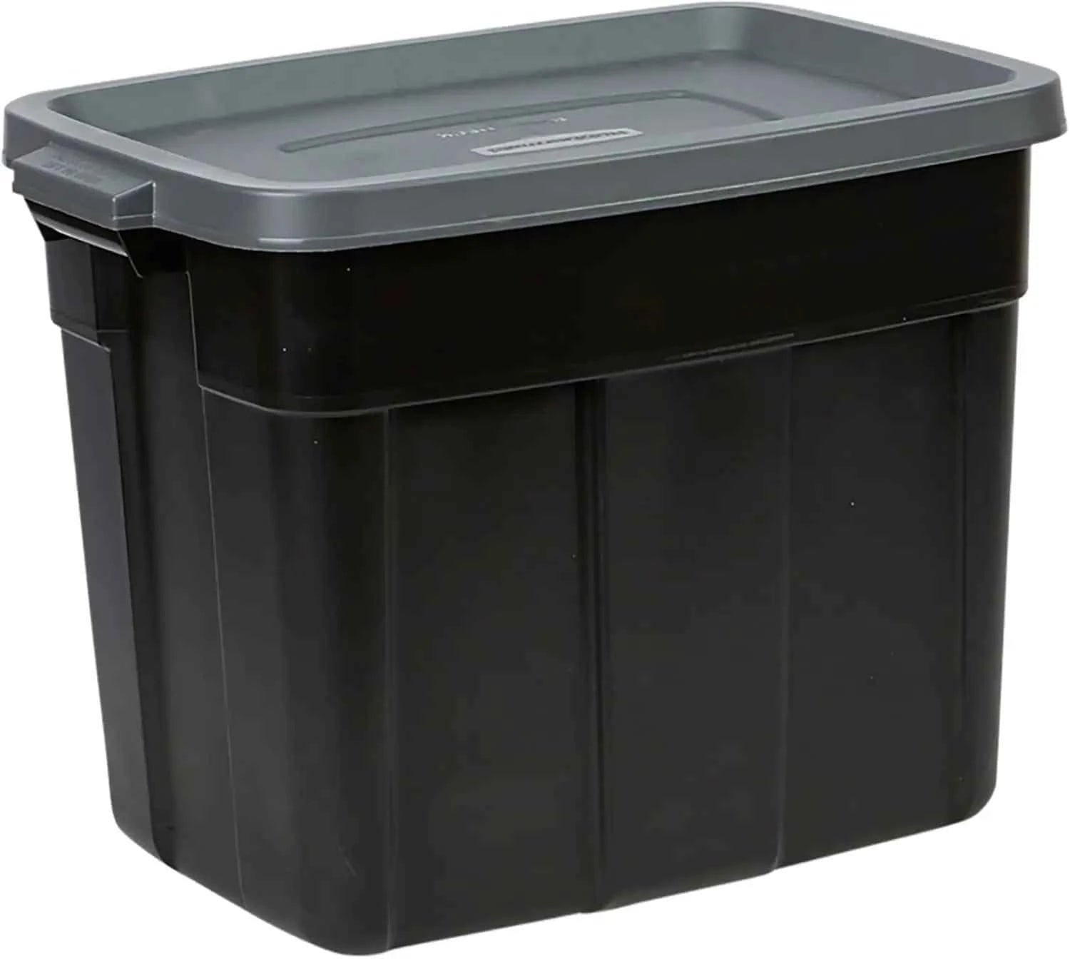 6-Pack Totes for Storage with Lids, Heavy Duty Plastic Storage Bins with Lids, Black Gray, 10 GAL - Stackable for Garage, Attic