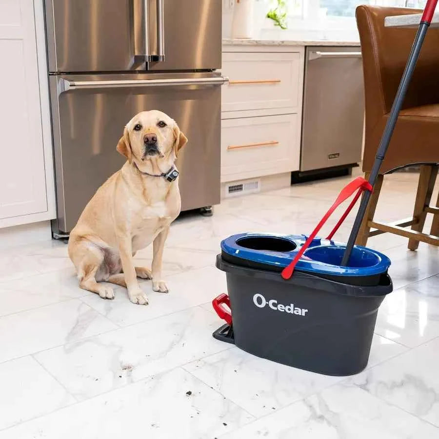 O-Cedar RinseClean Spin Mop & Bucket System + 1 Extra Mop Head | Clean with Clean Water | Removes 99% of Bacteria