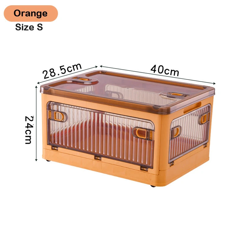 60L Foldable Plastic Storage Box - Glossy Organizer for Clothes, Books & Camping Gear
