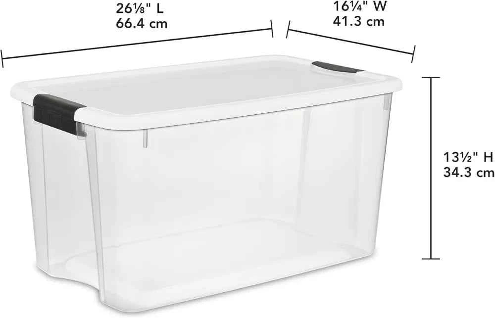 4 Pack Ultra Latching Box, Storage Bins with Lids Clear Plastic, 70 Quart - Heavy-Duty Organizing Containers for Closet Bathroom