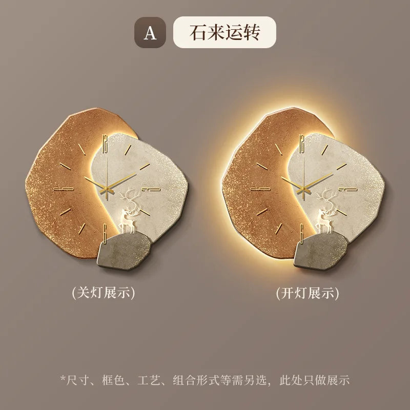 Lucky Stone Modern Wall Clock - High-End Silent Home Clock for Living Room and Wall Hanging