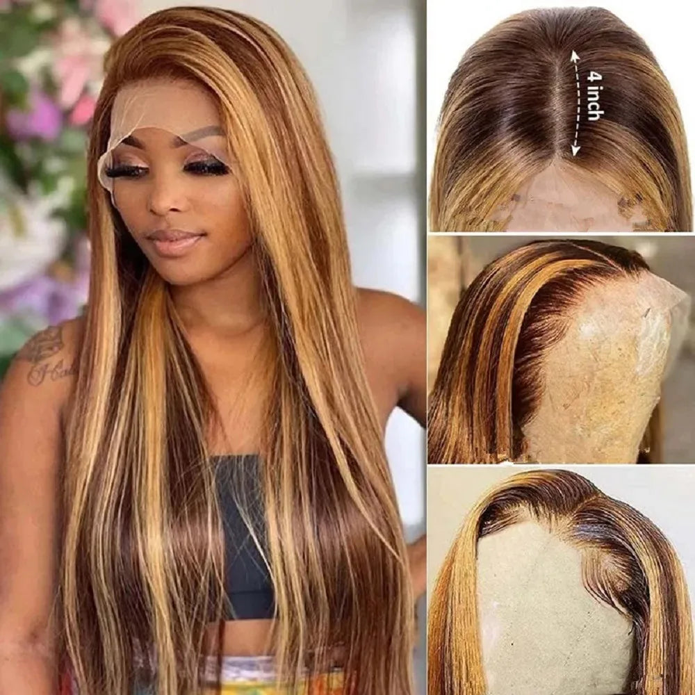 200 Density 13×6 Highlight Wig – Bone Straight HD Lace Frontal (20–30 Inch)