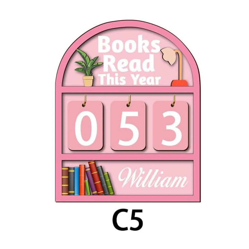 Custom Wooden Book Tracker Sign for Readers - Personalized Books Read Counter & Reading Challenge Tracker