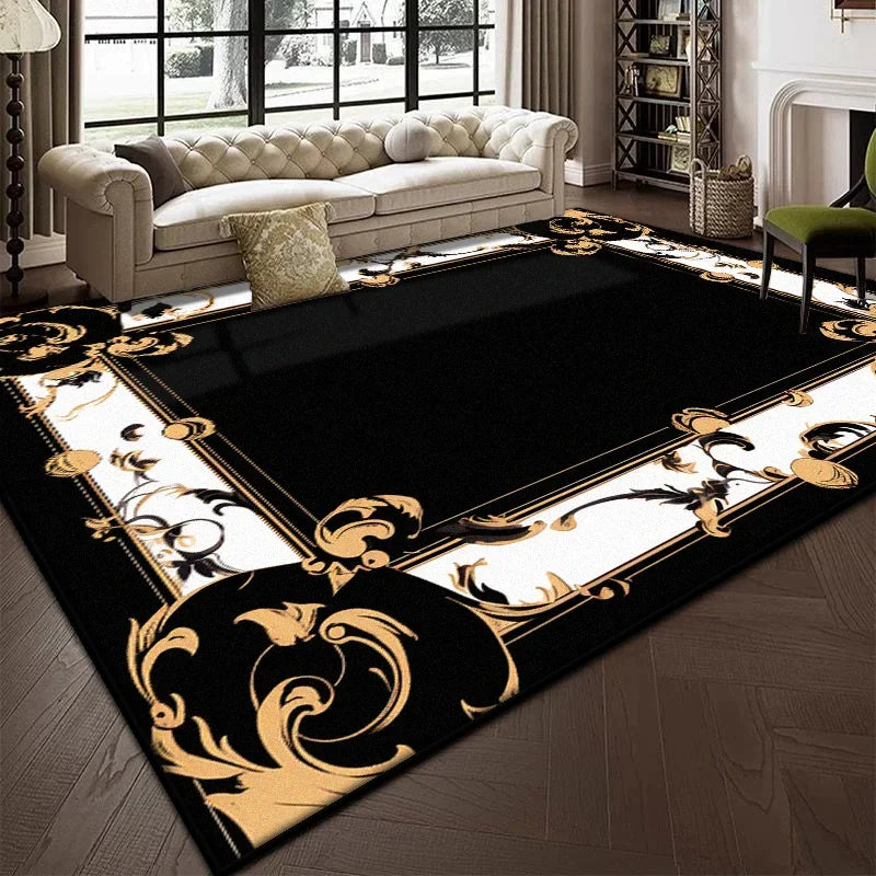 Luxury Black Marble Carpet for Living Room Bedroom Decoration Sofa Large Area Rug Cloakroom Office Fluffy Mat