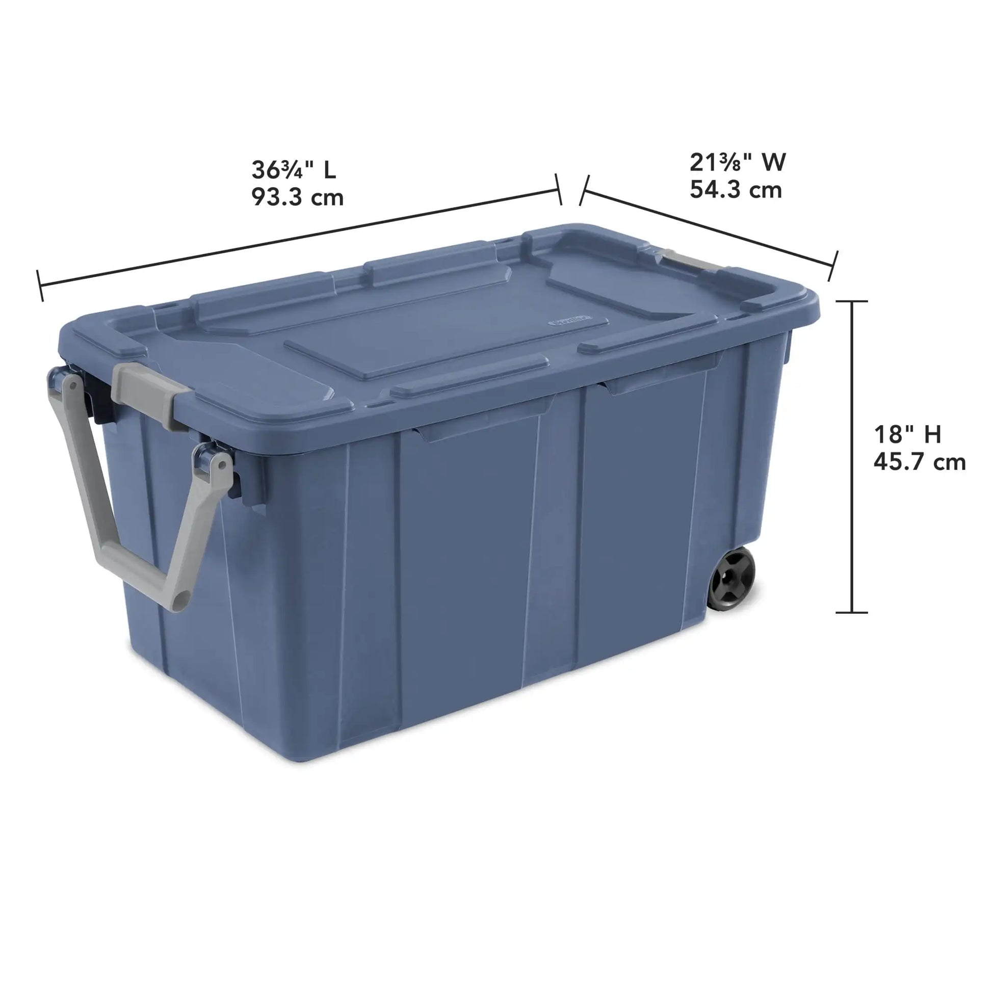 Sterilite 40 Gallon Wheeled Industrial Tote Plastic, Black, Set of 2