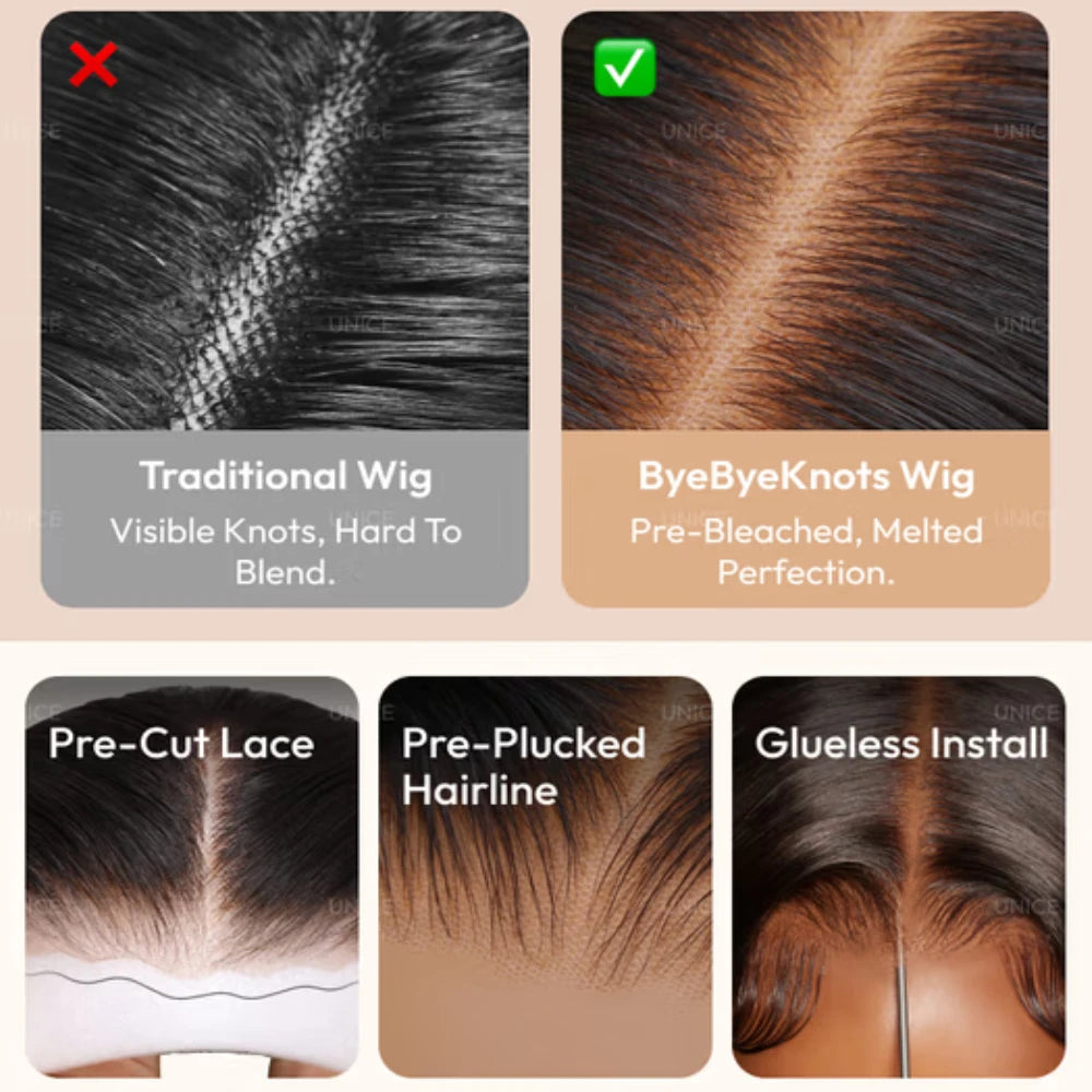 UNICE Water Wave Human Hair Wig Pre‑Cut Pre‑Plucked Glueless 7×5 & 13×4 Lace