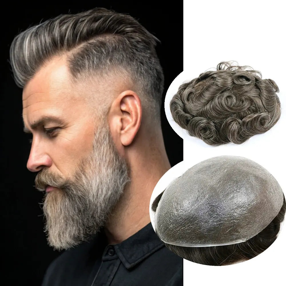 Super Natural Hairline 0.02mm Ultra‑Thin Skin V‑Loop Men’s Toupee 1B20/520