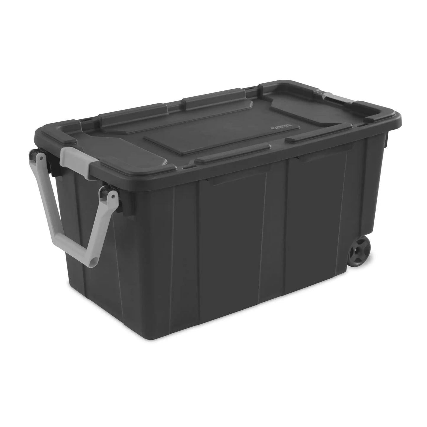 Sterilite 40 Gallon Wheeled Industrial Tote Plastic, Black, Set of 2